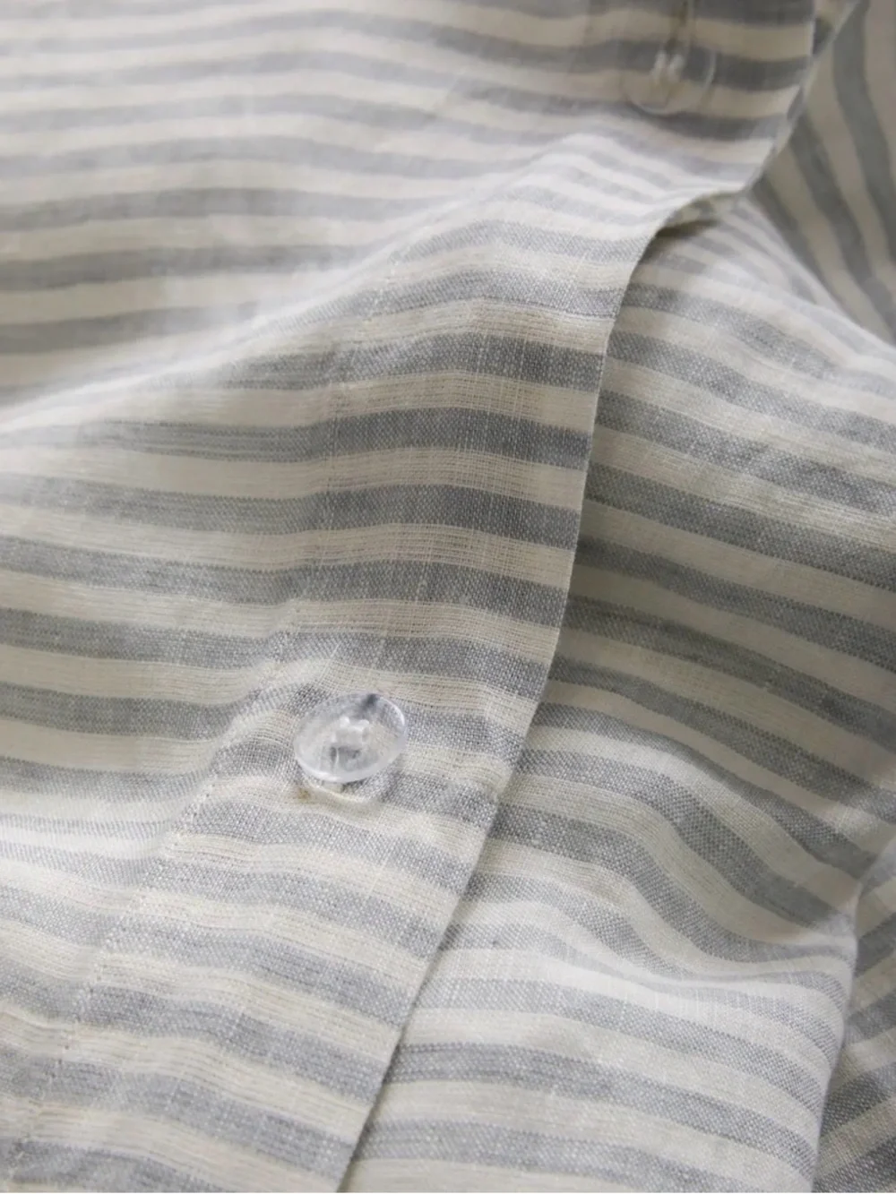 Quince European Linen Duvet Cover Set King / Cal King • Mist/White Stripe NWOT